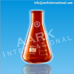 Flasks,Graduated, Conical, Amber, Narrow Mouth